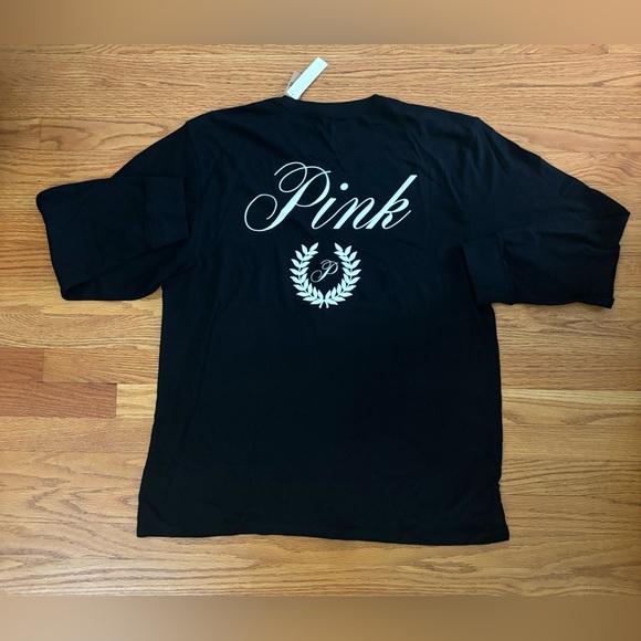 Victoria’s Secret PINK Tee Women’s XL Black Long Sleeve Campus Tshirt Casual New - Picture 3 of 5